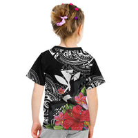 Hawaii Iwa Bird Kid T Shirt Great Frigatebird Kanaka Tropical Flowers - Polynesian Pride