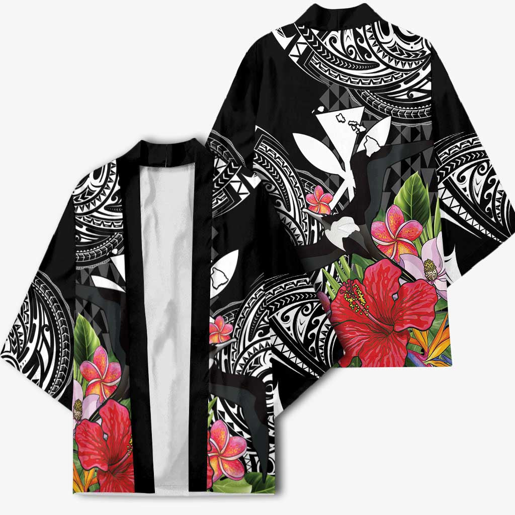 Hawaii Iwa Bird Kimono Great Frigatebird Kanaka Tropical Flowers LT14 - Polynesian Pride
