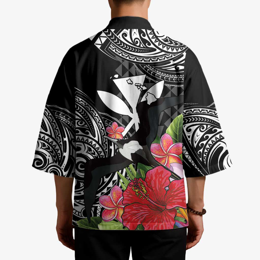 Hawaii Iwa Bird Kimono Great Frigatebird Kanaka Tropical Flowers LT14 - Polynesian Pride