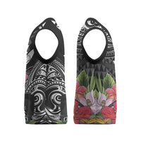 Hawaii Iwa Bird Christmas Knitted V-Neck Vest Great Frigatebird Kanaka Tropical Flowers - Polynesian Pride