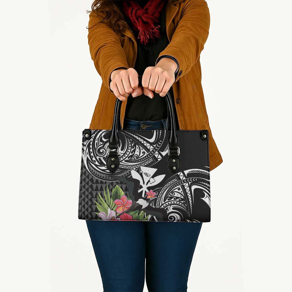 Hawaii Iwa Bird Leather Bag Great Frigatebird Kanaka Tropical Flowers - Polynesian Pride