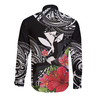 Hawaii Iwa Bird Long Sleeve Button Shirt Great Frigatebird Kanaka Tropical Flowers LT14 - Polynesian Pride
