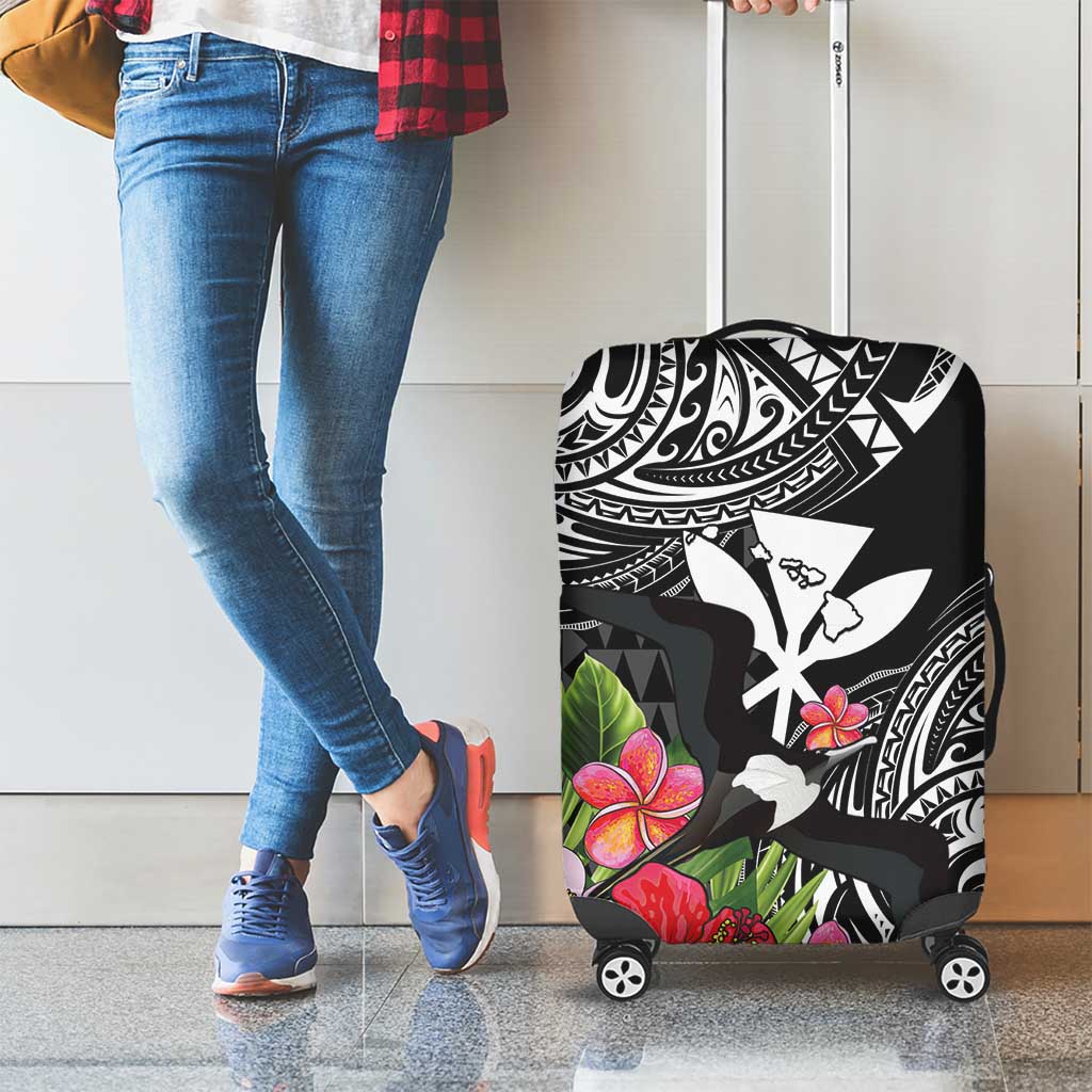 Hawaii Iwa Bird Luggage Cover Great Frigatebird Kanaka Tropical Flowers - Polynesian Pride