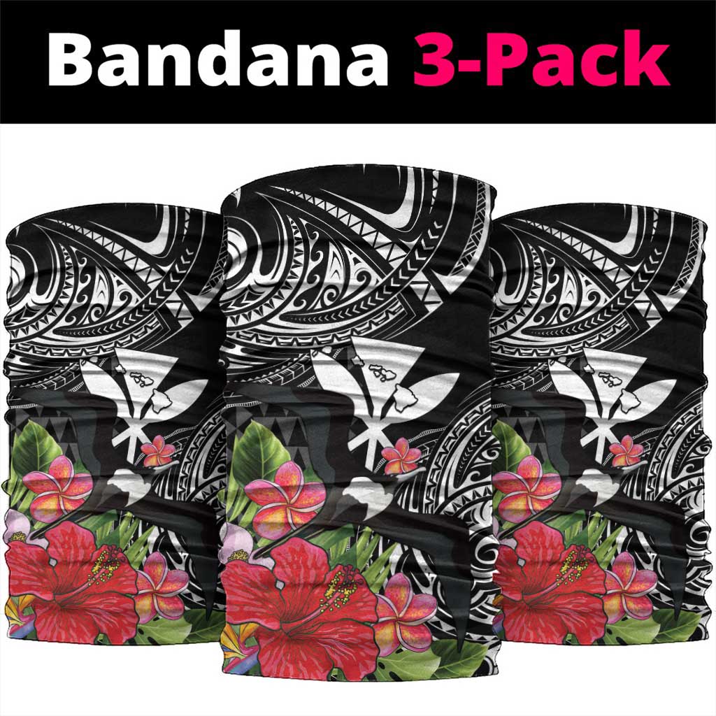 Hawaii Iwa Bird Neck Gaiter Great Frigatebird Kanaka Tropical Flowers LT14 package One Size: 25*50cm Black - Polynesian Pride