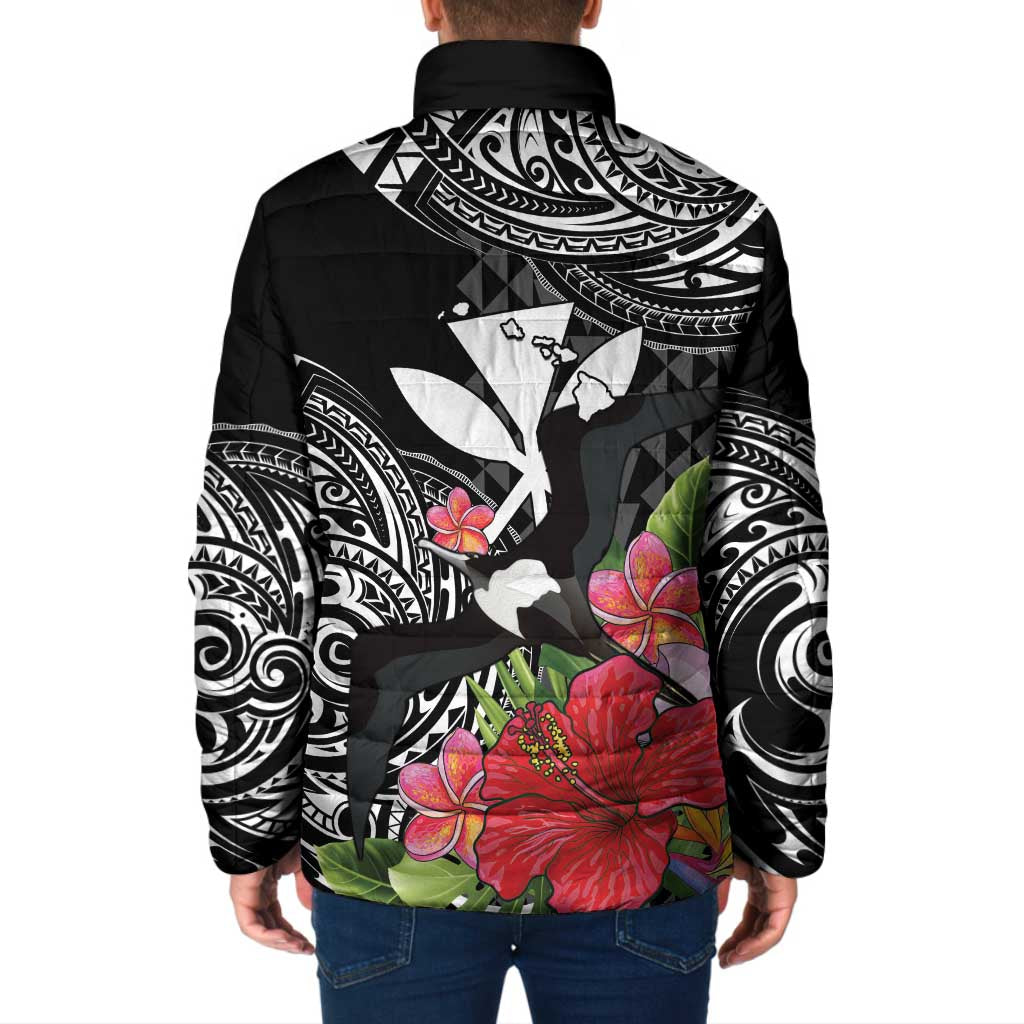 Hawaii Iwa Bird Padded Jacket Great Frigatebird Kanaka Tropical Flowers LT14 - Polynesian Pride