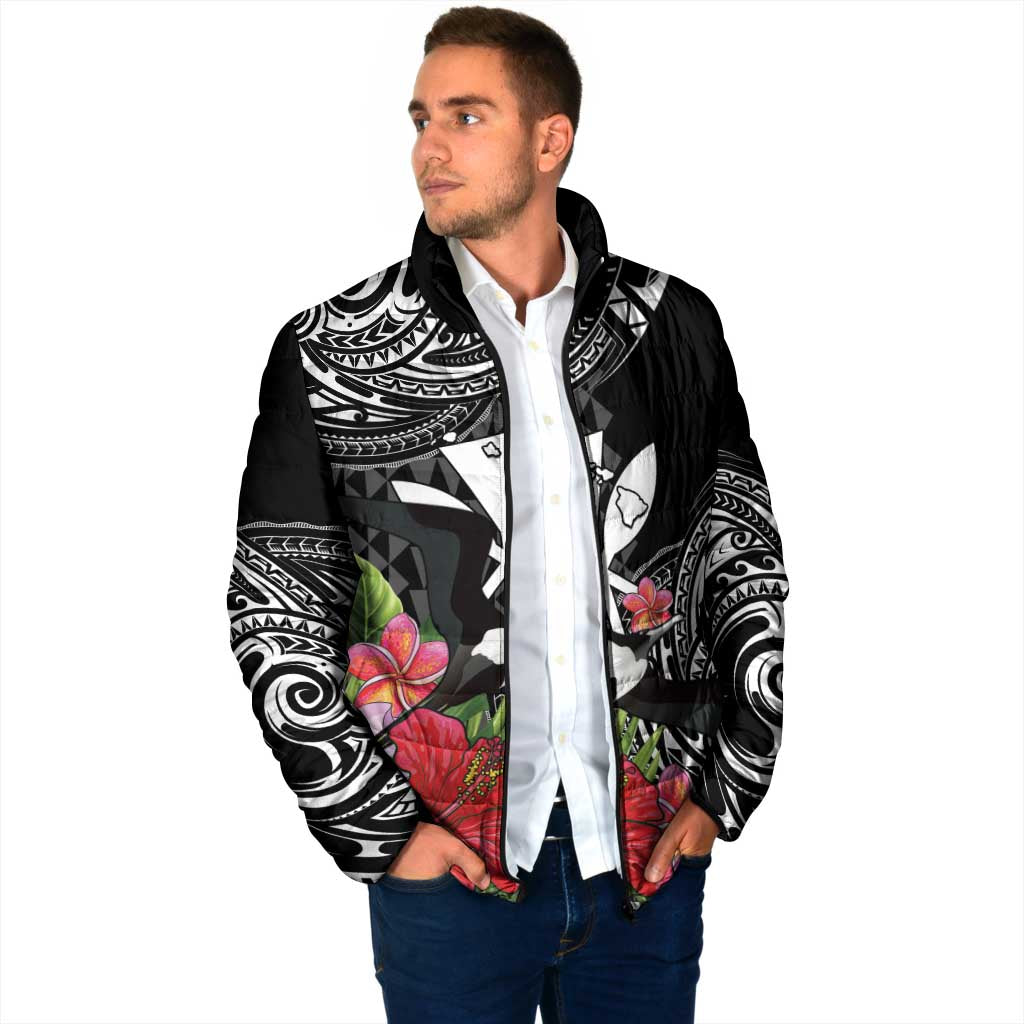 Hawaii Iwa Bird Padded Jacket Great Frigatebird Kanaka Tropical Flowers LT14 - Polynesian Pride