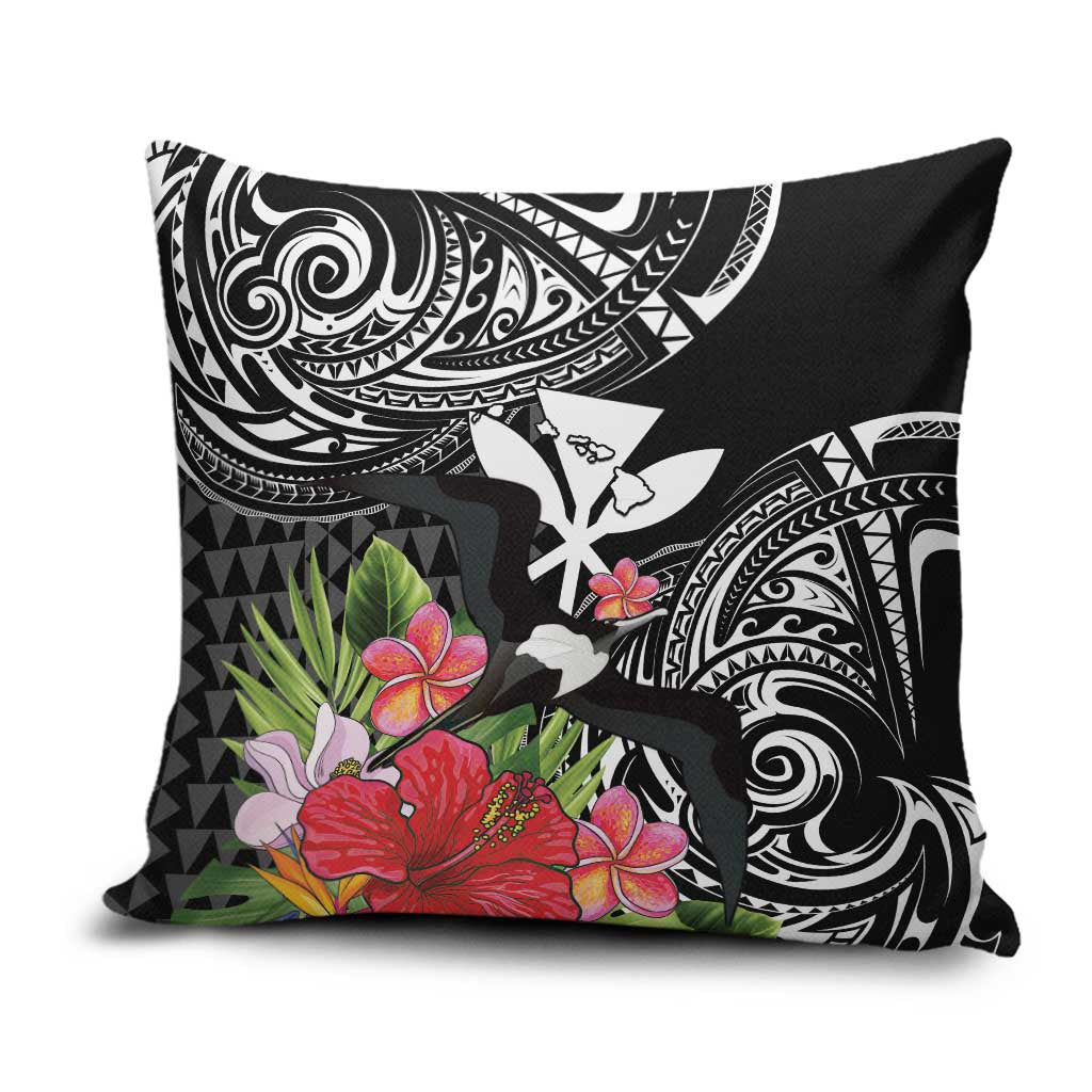 Hawaii Iwa Bird Pillow Cover Great Frigatebird Kanaka Tropical Flowers - Polynesian Pride