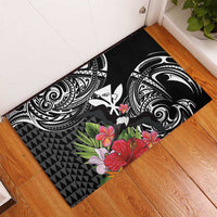 Hawaii Iwa Bird Rubber Doormat Great Frigatebird Kanaka Tropical Flowers LT14 - Polynesian Pride
