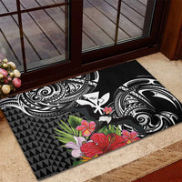 Hawaii Iwa Bird Rubber Doormat Great Frigatebird Kanaka Tropical Flowers LT14 - Polynesian Pride
