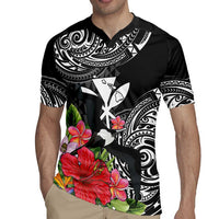 Hawaii Iwa Bird Rugby Jersey Great Frigatebird Kanaka Tropical Flowers - Polynesian Pride