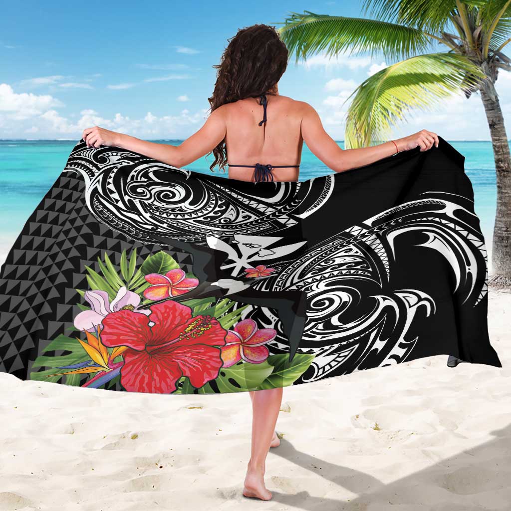 Hawaii Iwa Bird Sarong Great Frigatebird Kanaka Tropical Flowers - Polynesian Pride