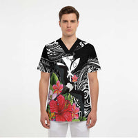 Hawaii Iwa Bird Scrub Top Great Frigatebird Kanaka Tropical Flowers LT14 - Polynesian Pride
