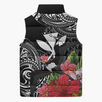 Hawaii Iwa Bird Sleeveless Puffer Jacket Great Frigatebird Kanaka Tropical Flowers LT14 - Polynesian Pride