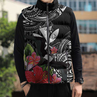Hawaii Iwa Bird Sleeveless Puffer Jacket Great Frigatebird Kanaka Tropical Flowers LT14 - Polynesian Pride