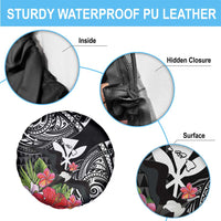 Hawaii Iwa Bird Spare Tire Cover Great Frigatebird Kanaka Tropical Flowers - Polynesian Pride