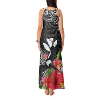 Hawaii Iwa Bird Tank Maxi Dress Great Frigatebird Kanaka Tropical Flowers - Polynesian Pride