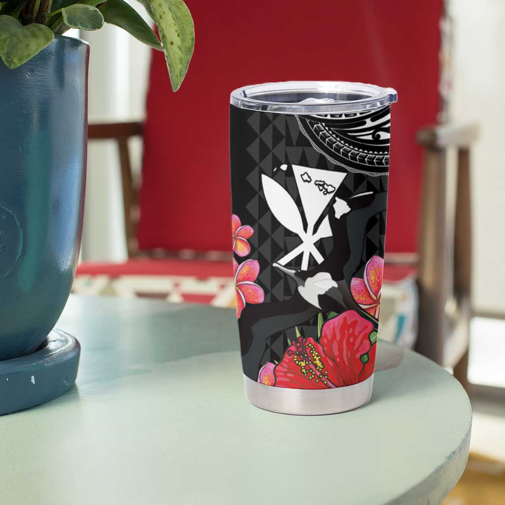 Hawaii Iwa Bird Tumbler Cup Great Frigatebird Kanaka Tropical Flowers - Polynesian Pride