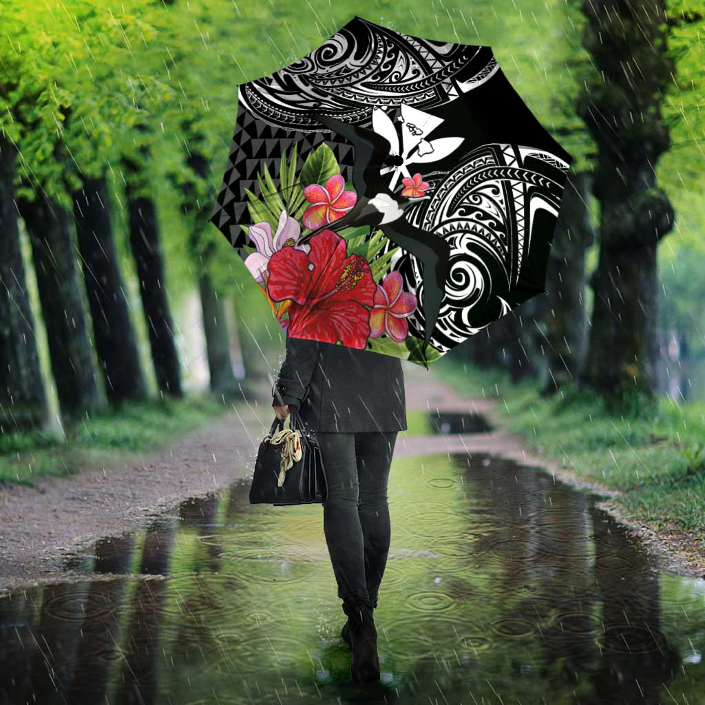 Hawaii Iwa Bird Umbrella Great Frigatebird Kanaka Tropical Flowers LT14 - Polynesian Pride