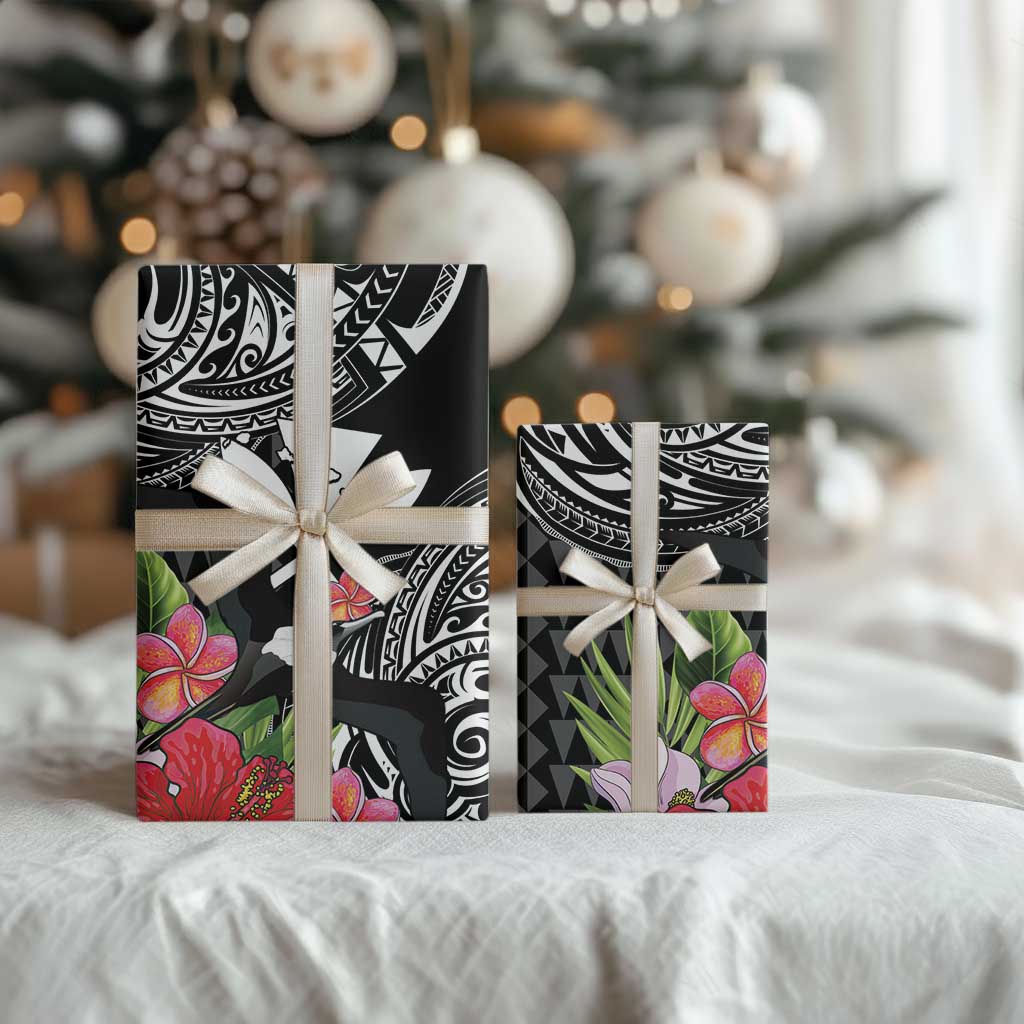 Hawaii Iwa Bird Wrapping Paper Great Frigatebird Kanaka Tropical Flowers LT14 - Polynesian Pride