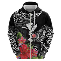 Hawaii Iwa Bird Zip Hoodie Great Frigatebird Kanaka Tropical Flowers LT14 - Polynesian Pride