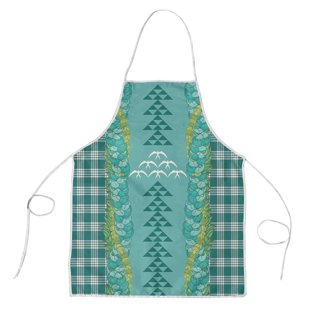 Teal Palaka Hawaii Iwa Bird Apron Hawaiian Kakau Jade Vine Lei - Polynesian Pride
