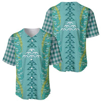 Teal Palaka Hawaii Iwa Bird Baseball Jersey Hawaiian Kakau Jade Vine Lei - Polynesian Pride