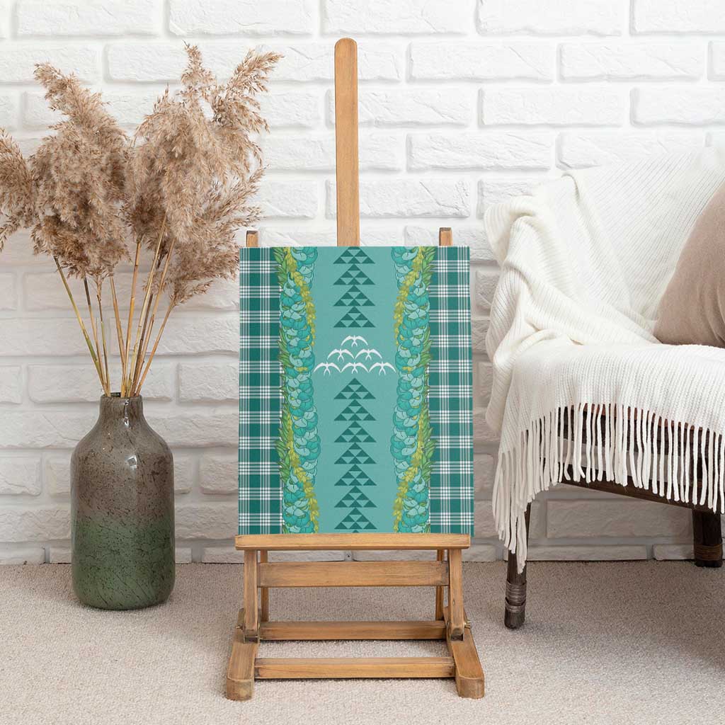 Teal Palaka Hawaii Iwa Bird Canvas Wall Art Hawaiian Kakau Jade Vine Lei - Polynesian Pride