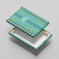 Teal Palaka Hawaii Iwa Bird Canvas Wall Art Hawaiian Kakau Jade Vine Lei - Polynesian Pride