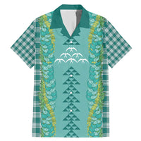 Teal Palaka Hawaii Iwa Bird Family Matching Mermaid Dress and Hawaiian Shirt Hawaiian Kakau Jade Vine Lei - Polynesian Pride