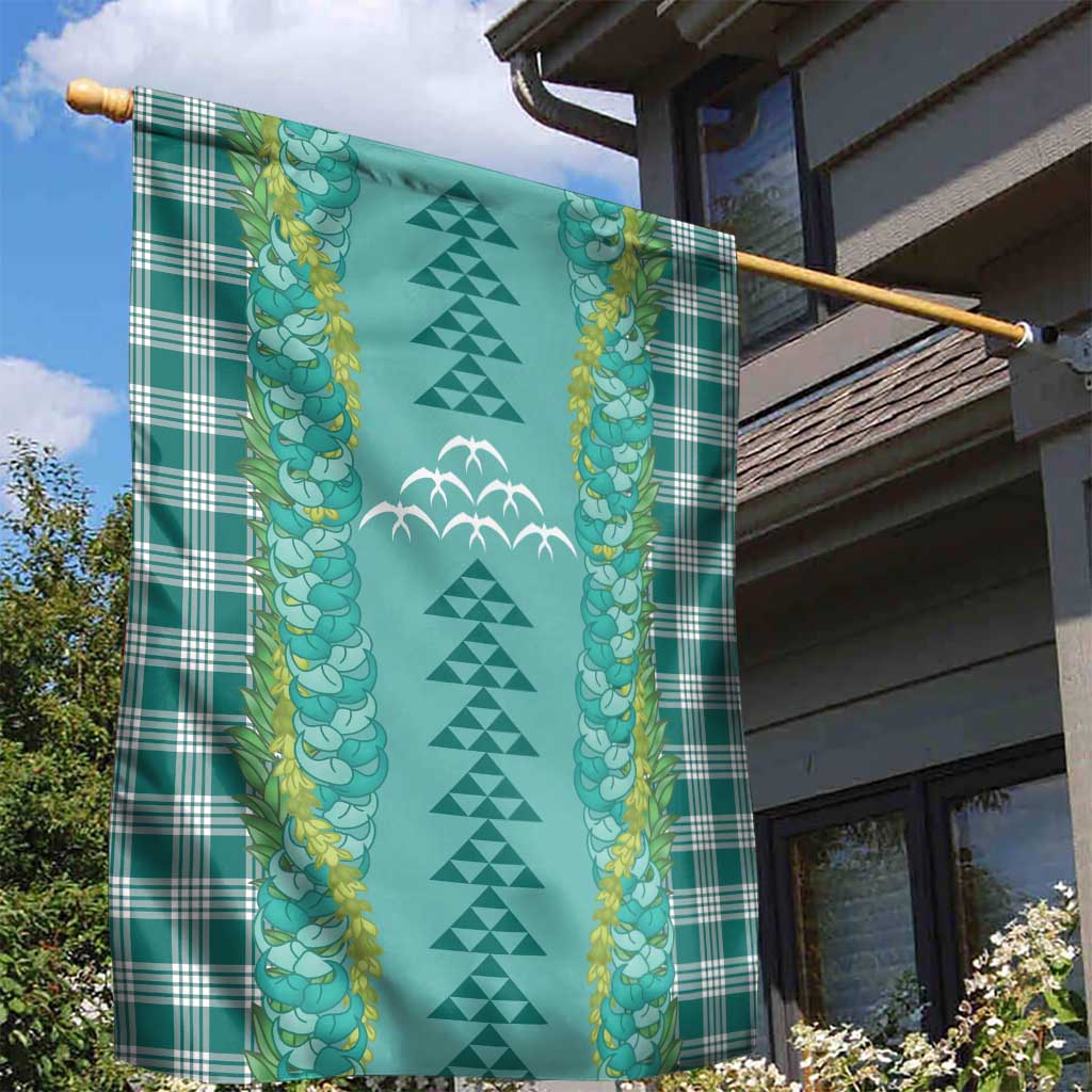 Teal Palaka Hawaii Iwa Bird Garden Flag Hawaiian Kakau Jade Vine Lei - Polynesian Pride