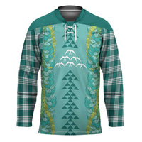 Teal Palaka Hawaii Iwa Bird Hockey Jersey Hawaiian Kakau Jade Vine Lei - Polynesian Pride