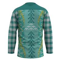 Teal Palaka Hawaii Iwa Bird Hockey Jersey Hawaiian Kakau Jade Vine Lei - Polynesian Pride