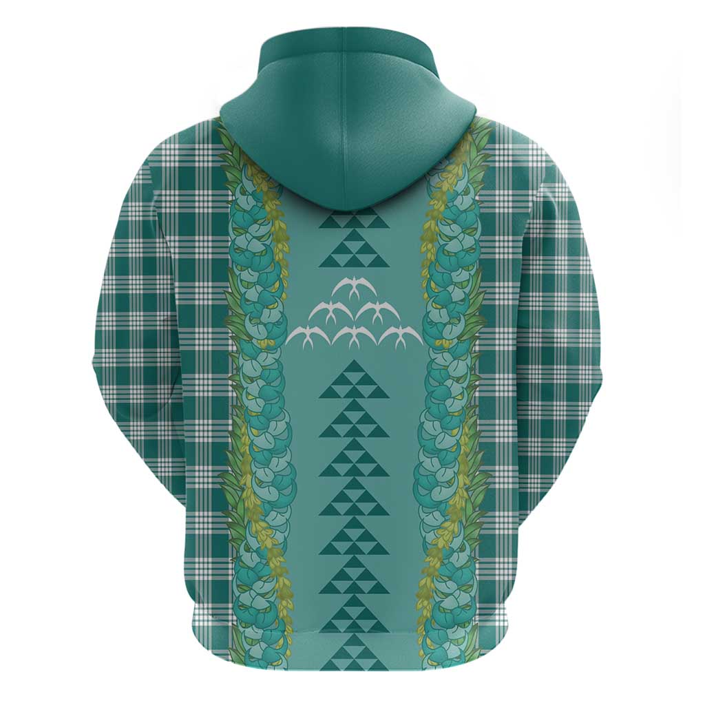 Teal Palaka Hawaii Iwa Bird Hoodie Hawaiian Kakau Jade Vine Lei - Polynesian Pride