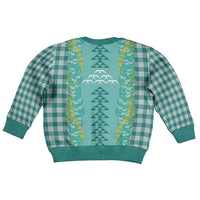 Teal Palaka Hawaii Iwa Bird Kid Ugly Christmas Sweater Hawaiian Kakau Jade Vine Lei - Polynesian Pride