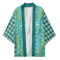 Teal Palaka Hawaii Iwa Bird Kimono Hawaiian Kakau Jade Vine Lei - Polynesian Pride