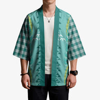 Teal Palaka Hawaii Iwa Bird Kimono Hawaiian Kakau Jade Vine Lei - Polynesian Pride