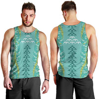 Teal Palaka Hawaii Iwa Bird Men Tank Top Hawaiian Kakau Jade Vine Lei - Polynesian Pride