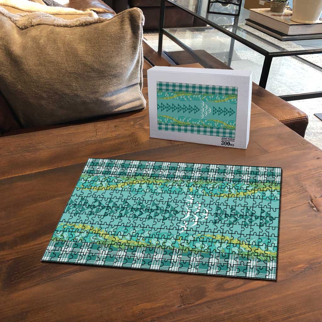 Teal Palaka Hawaii Iwa Bird Puzzle Hawaiian Kakau Jade Vine Lei - Polynesian Pride