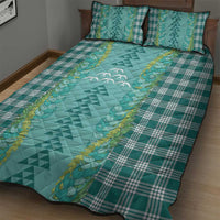 Teal Palaka Hawaii Iwa Bird Quilt Bed Set Hawaiian Kakau Jade Vine Lei - Polynesian Pride