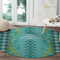 Teal Palaka Hawaii Iwa Bird Round Carpet Hawaiian Kakau Jade Vine Lei - Polynesian Pride