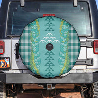 Teal Palaka Hawaii Iwa Bird Spare Tire Cover Hawaiian Kakau Jade Vine Lei - Polynesian Pride