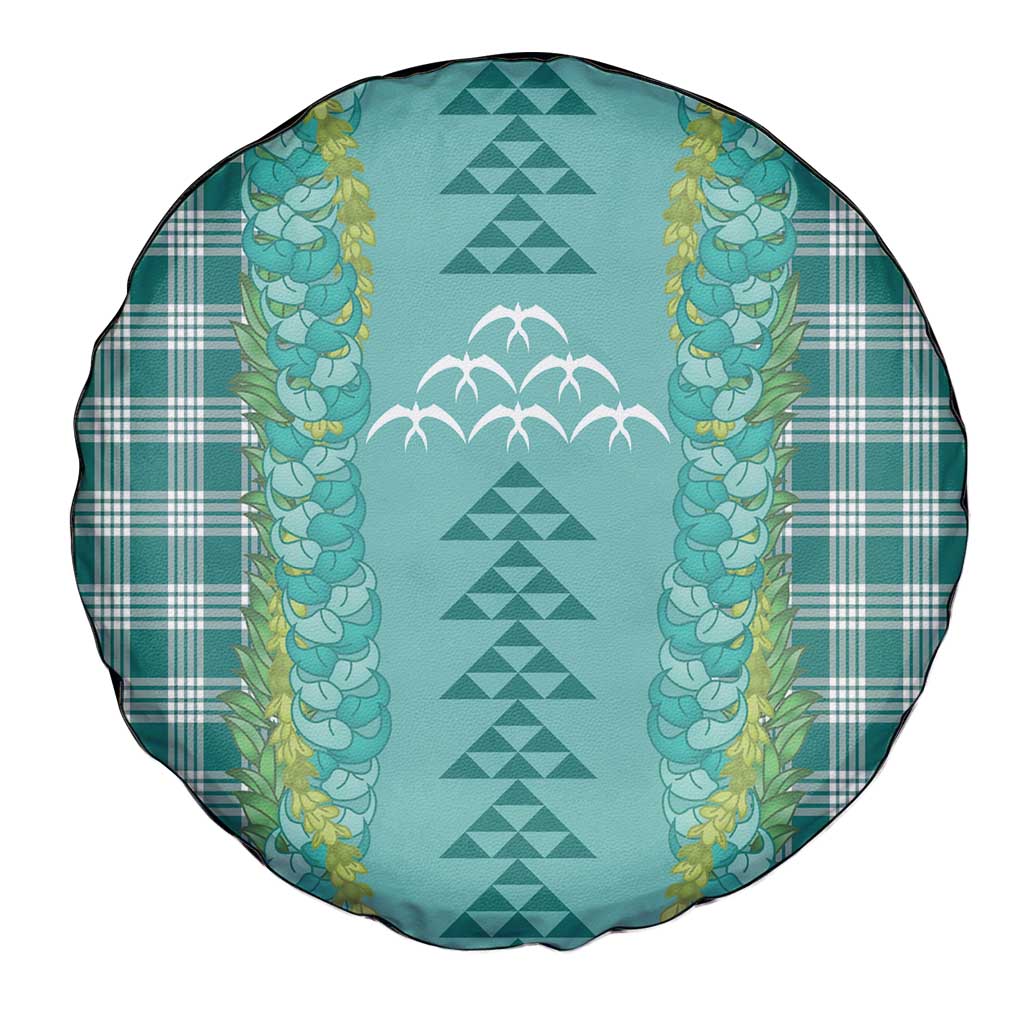 Teal Palaka Hawaii Iwa Bird Spare Tire Cover Hawaiian Kakau Jade Vine Lei - Polynesian Pride