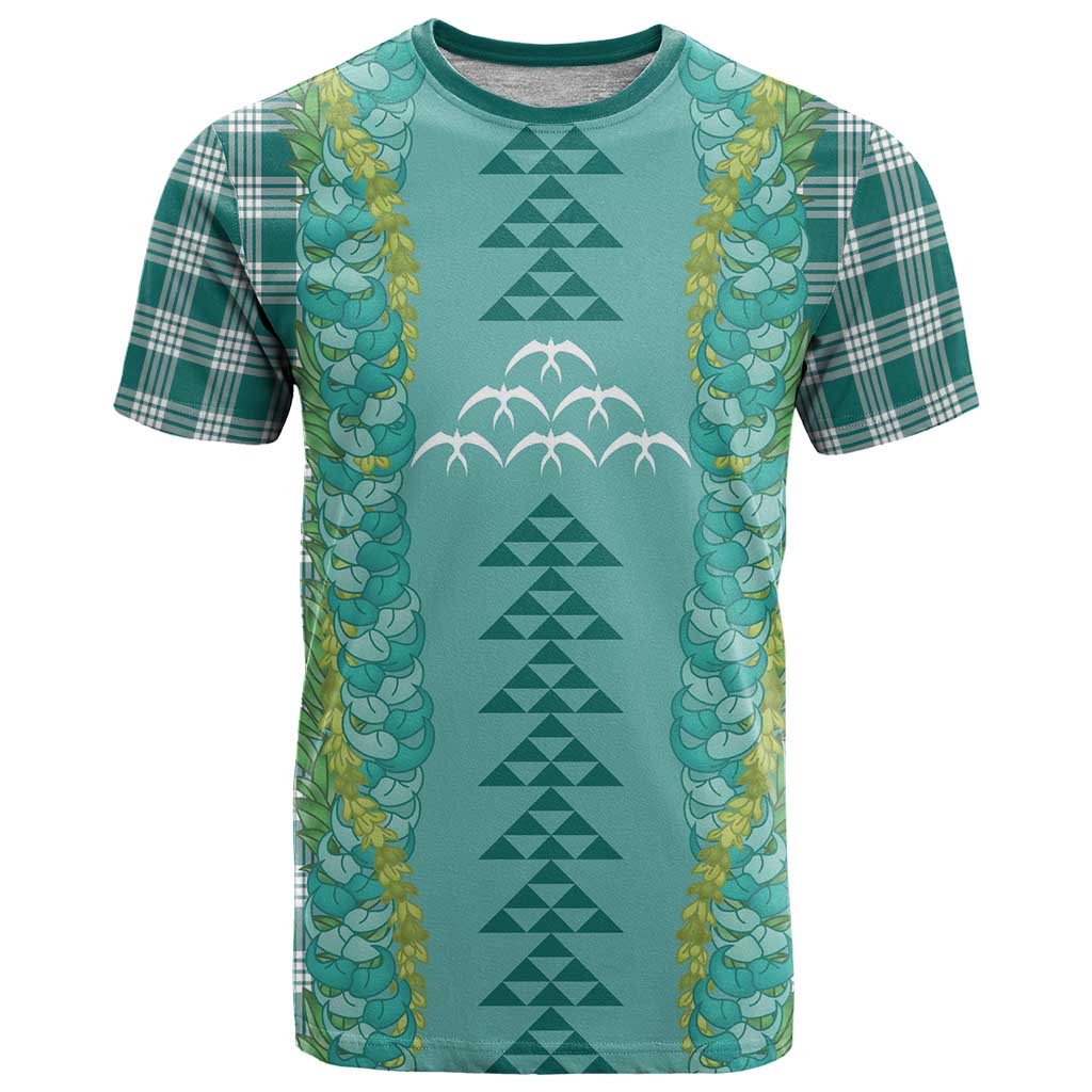 Teal Palaka Hawaii Iwa Bird T Shirt Hawaiian Kakau Jade Vine Lei - Polynesian Pride