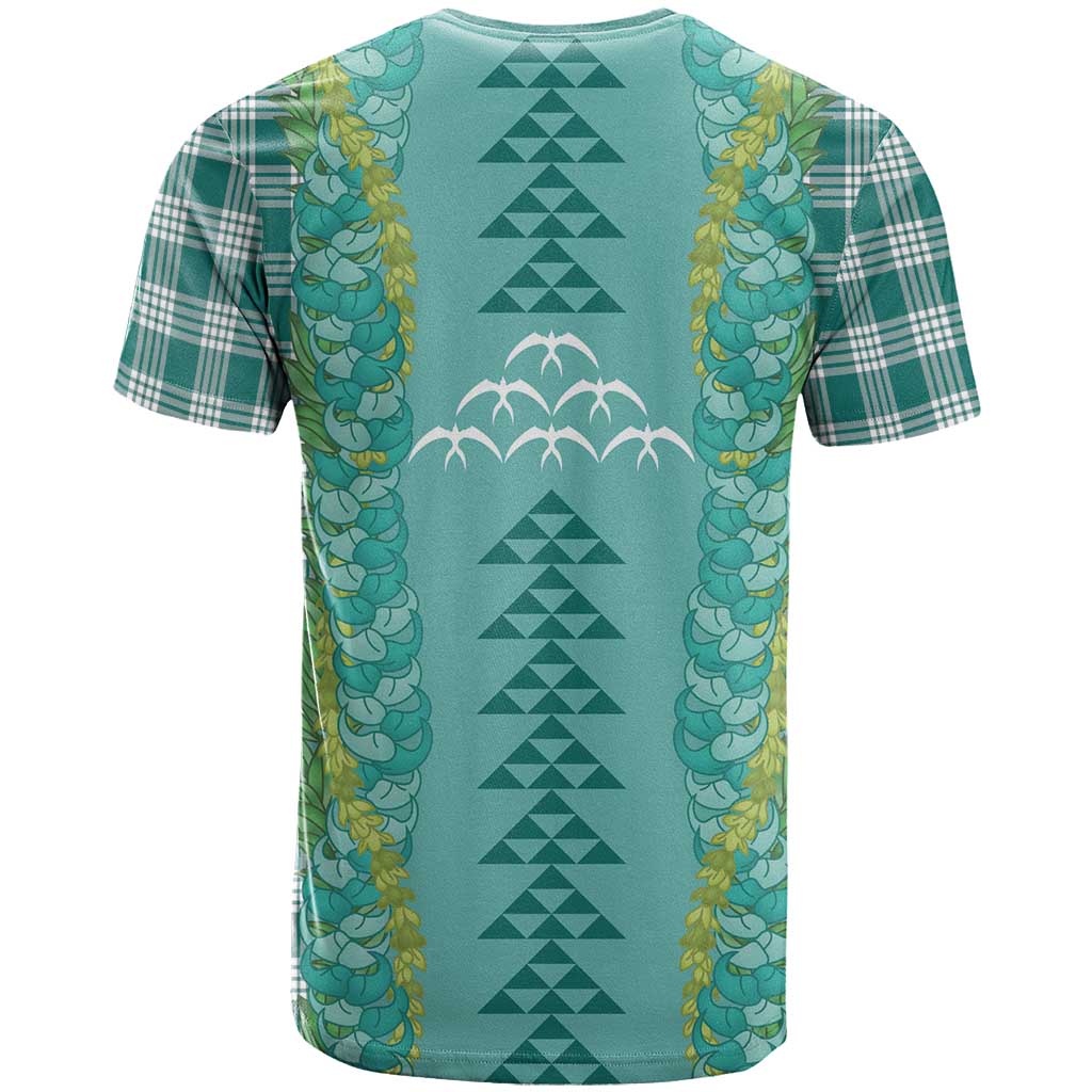 Teal Palaka Hawaii Iwa Bird T Shirt Hawaiian Kakau Jade Vine Lei - Polynesian Pride