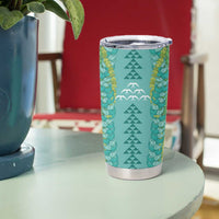 Teal Palaka Hawaii Iwa Bird Tumbler Cup Hawaiian Kakau Jade Vine Lei - Polynesian Pride