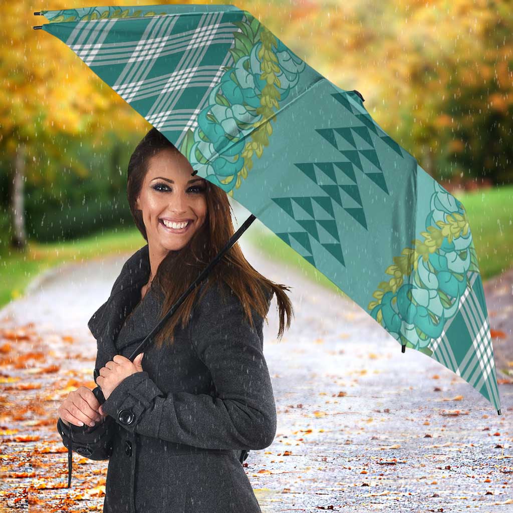 Teal Palaka Hawaii Iwa Bird Umbrella Hawaiian Kakau Jade Vine Lei - Polynesian Pride
