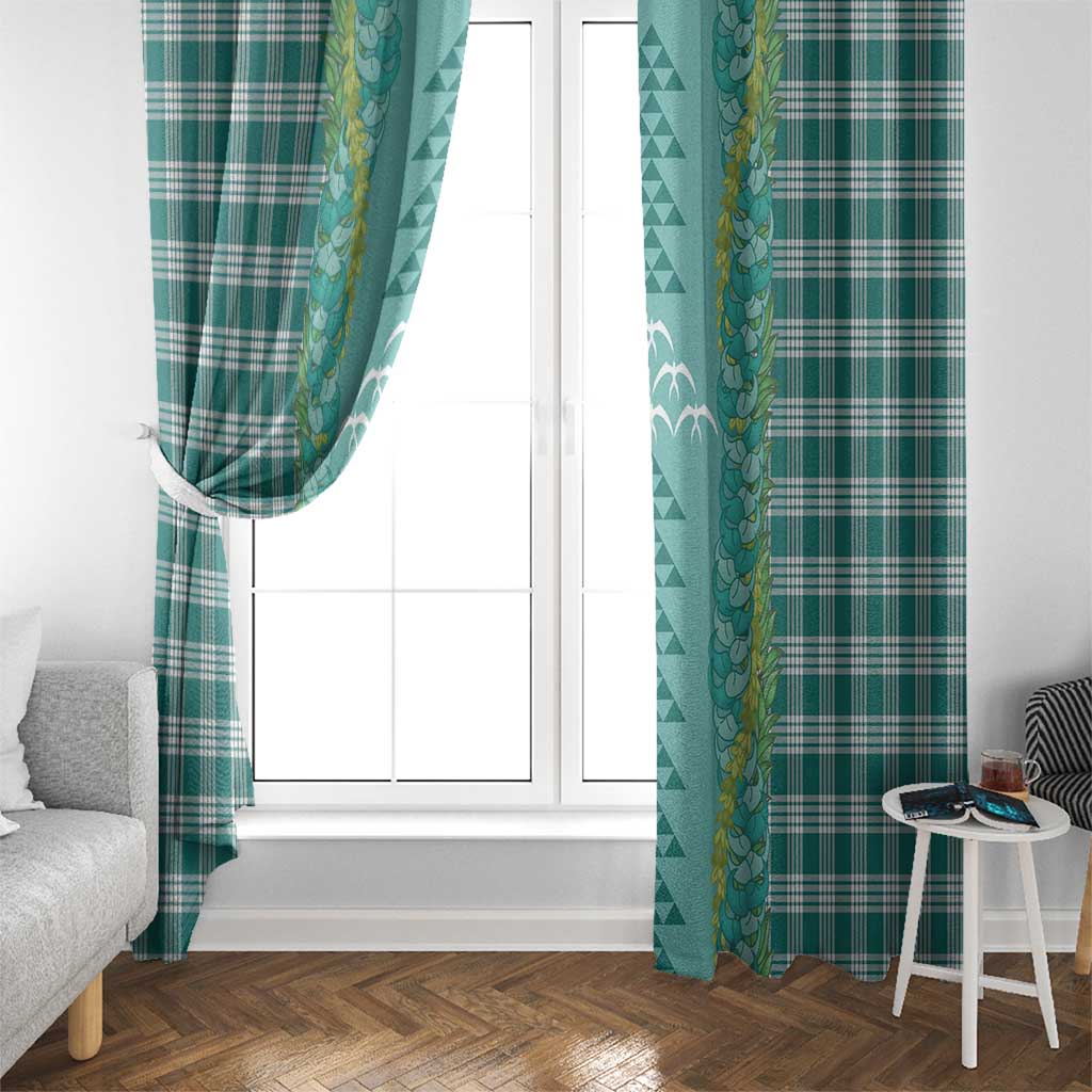 Teal Palaka Hawaii Iwa Bird Window Curtain Hawaiian Kakau Jade Vine Lei - Polynesian Pride