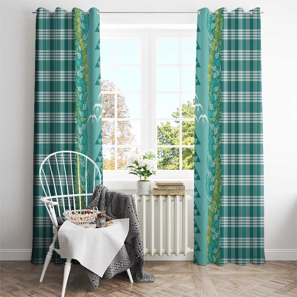 Teal Palaka Hawaii Iwa Bird Window Curtain Hawaiian Kakau Jade Vine Lei - Polynesian Pride