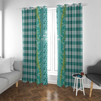 Teal Palaka Hawaii Iwa Bird Window Curtain Hawaiian Kakau Jade Vine Lei - Polynesian Pride