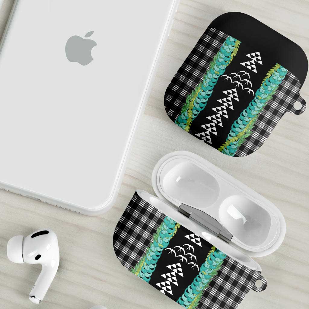 Black Palaka Hawaii Iwa Bird AirPods Case Hawaiian Kakau Jade Vine Lei - Polynesian Pride